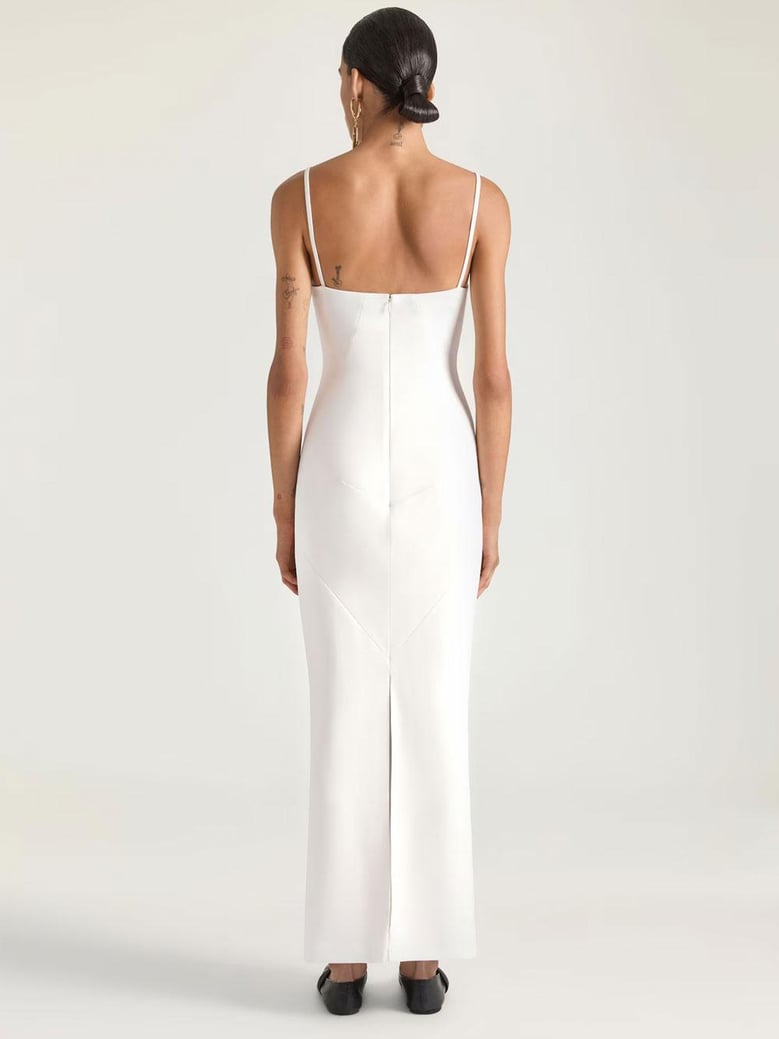 sliced crepe cady long dress by Selfnex