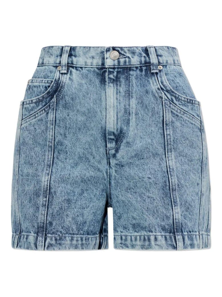 joely denim panelled shorts by Selfnex