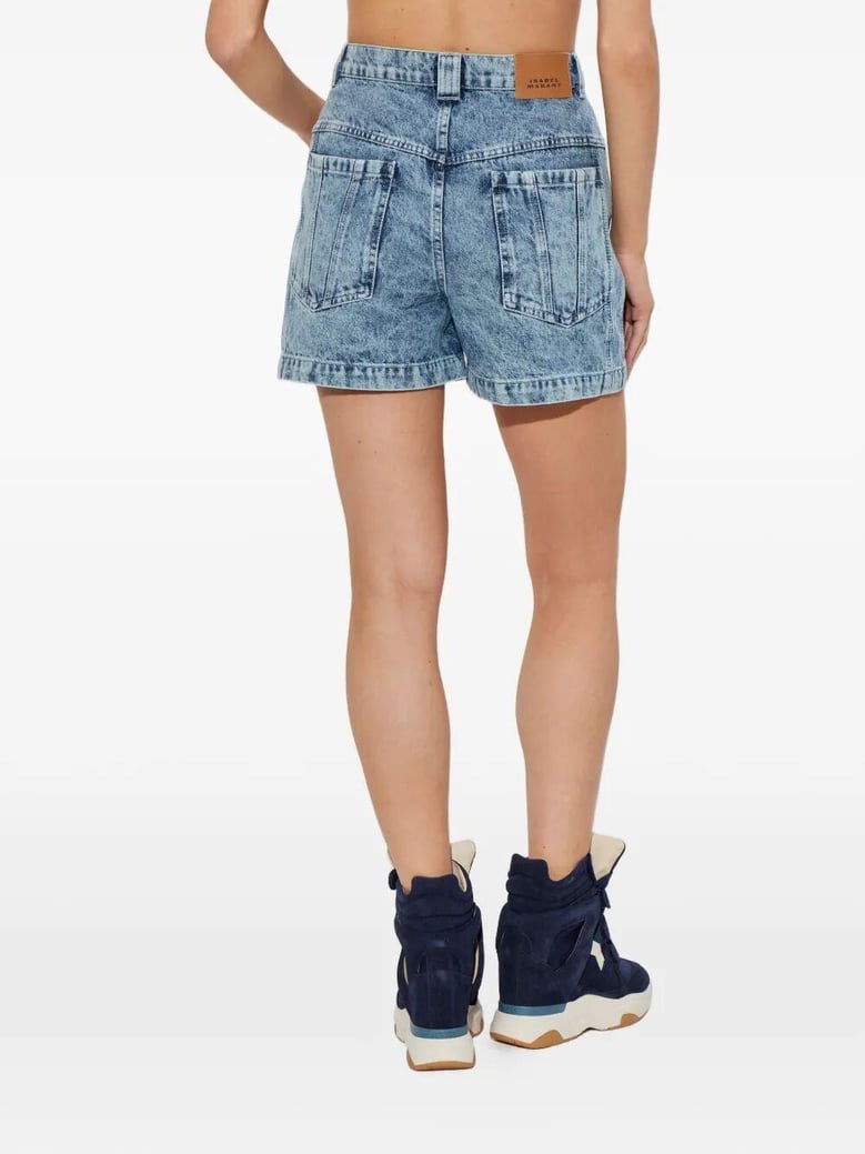 joely denim panelled shorts by Selfnex