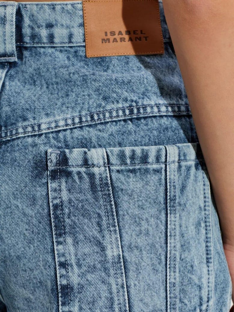 joely denim panelled shorts by Selfnex