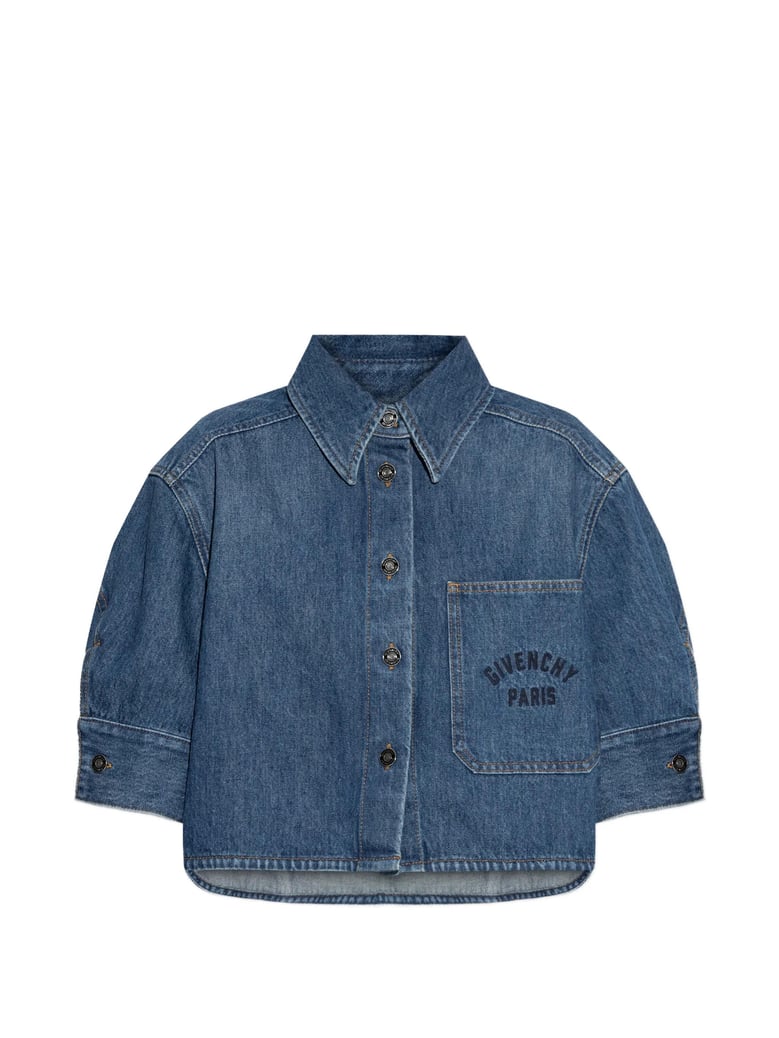 cropped cocoon shirt in medium denim by Selfnex