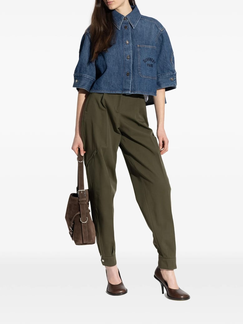 cropped cocoon shirt in medium denim by Selfnex