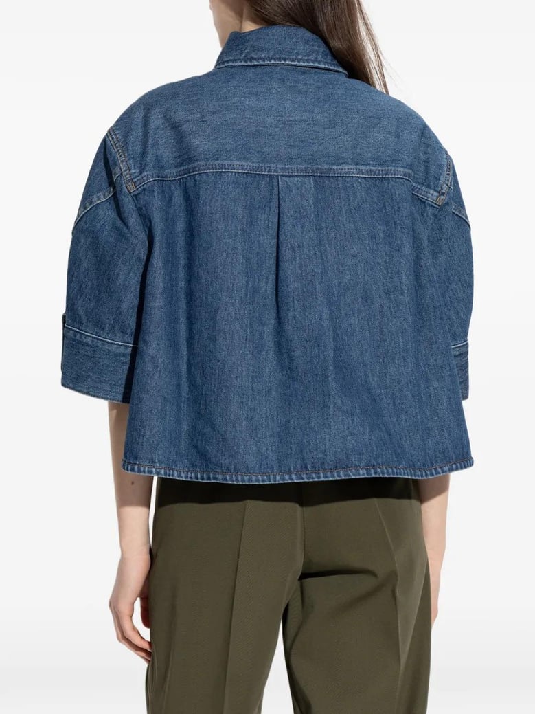 cropped cocoon shirt in medium denim by Selfnex