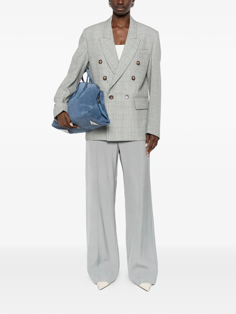check wool double-breasted tailored jacket by Selfnex