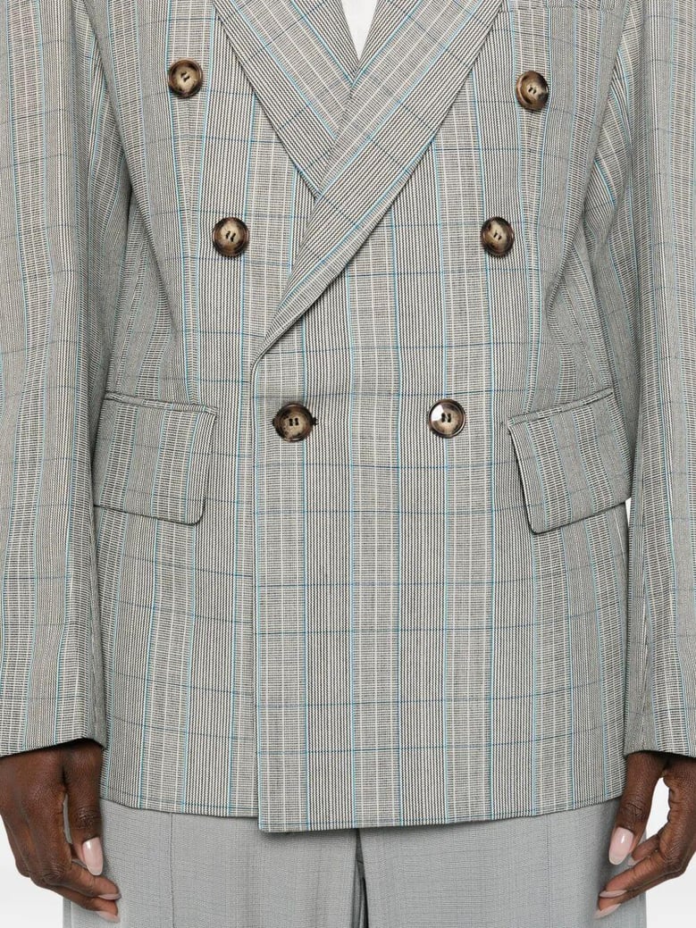 check wool double-breasted tailored jacket by Selfnex