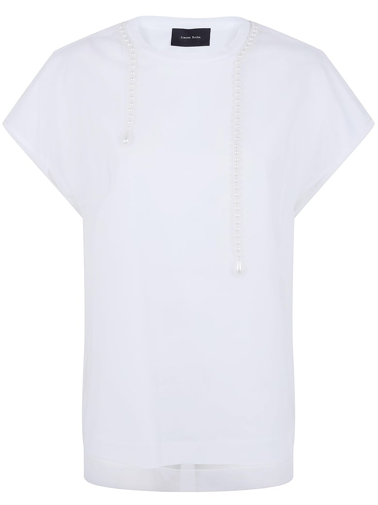 layered liquid smock t-shirt with embroidered by Selfnex