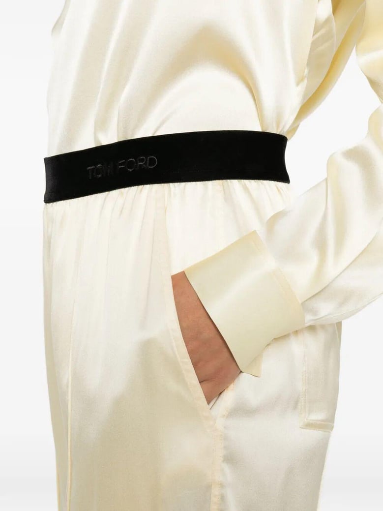 stretch silk satin pj pants by Selfnex