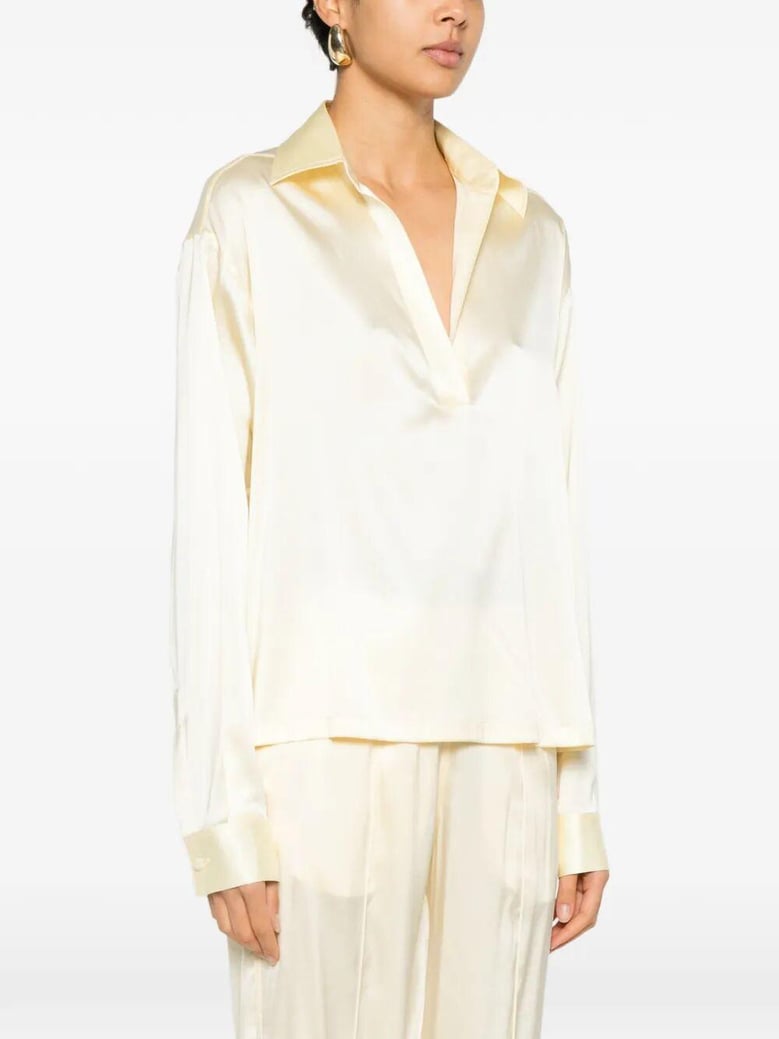 stretch silk satin polo by Selfnex