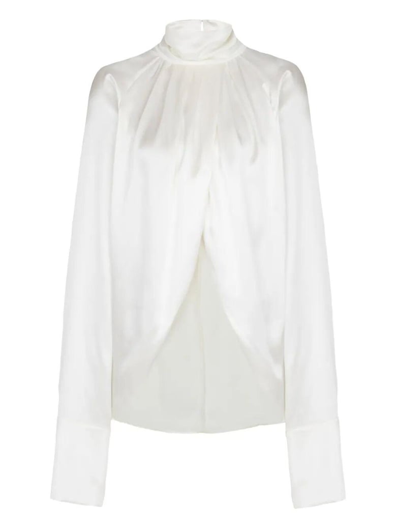 drapped silk blouse shirt by Selfnex