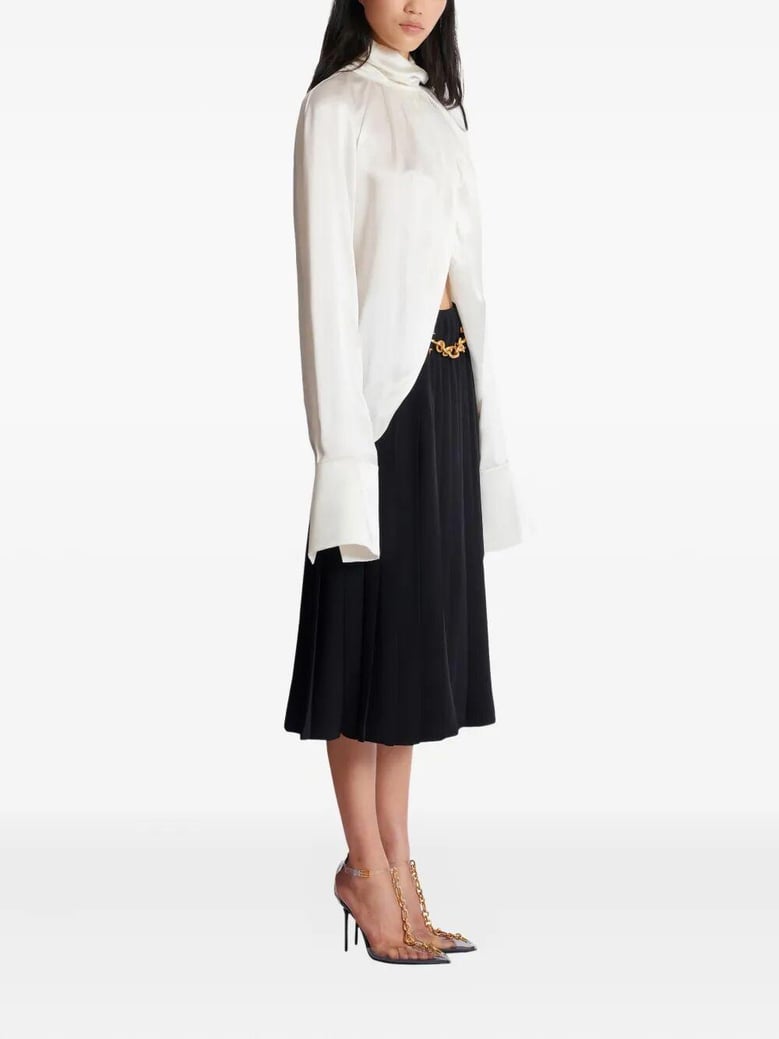 drapped silk blouse shirt by Selfnex