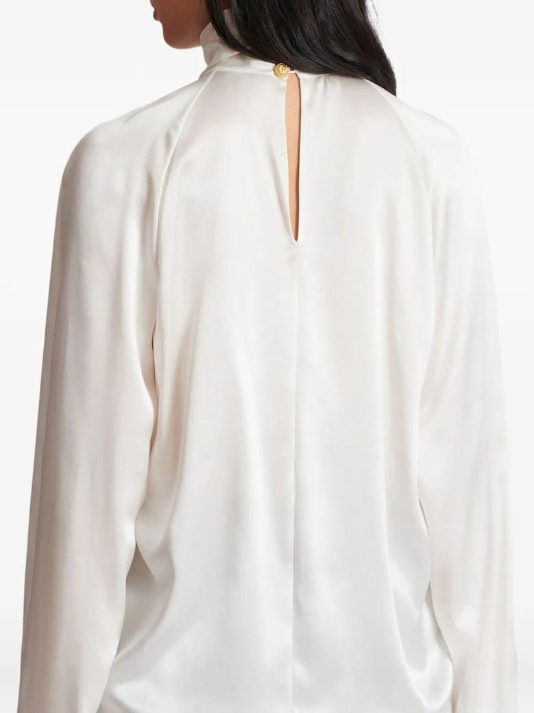 drapped silk blouse shirt by Selfnex