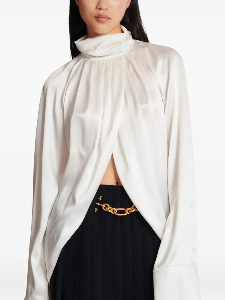drapped silk blouse shirt by Selfnex