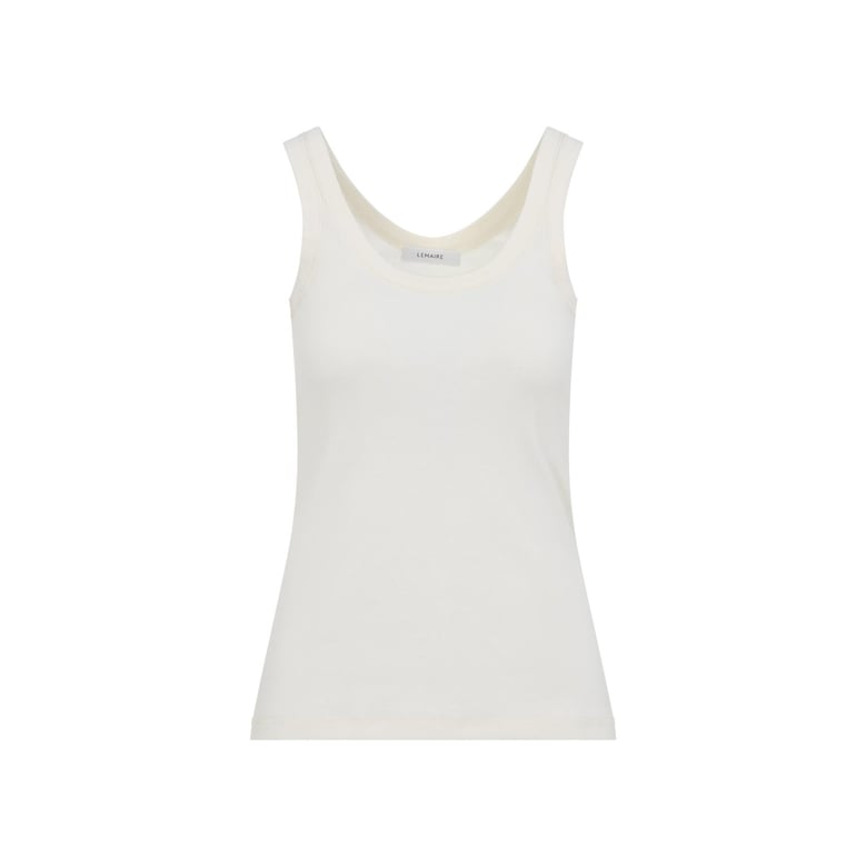 light cream white cotton ribbed tank top by Selfnex