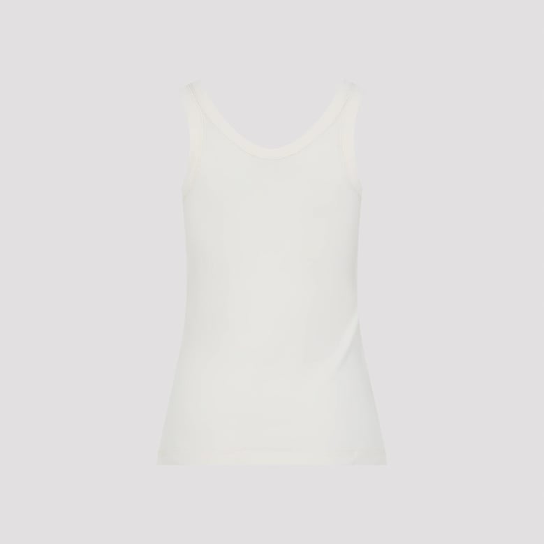 light cream white cotton ribbed tank top by Selfnex