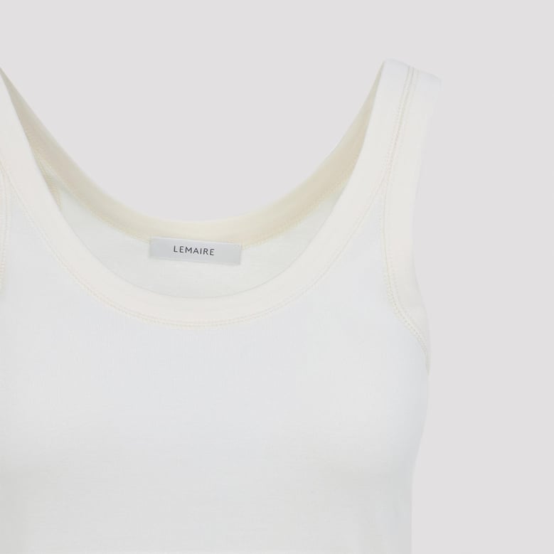 light cream white cotton ribbed tank top by Selfnex