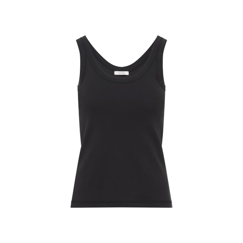 squid ink blue cotton ribbed tank top by Selfnex