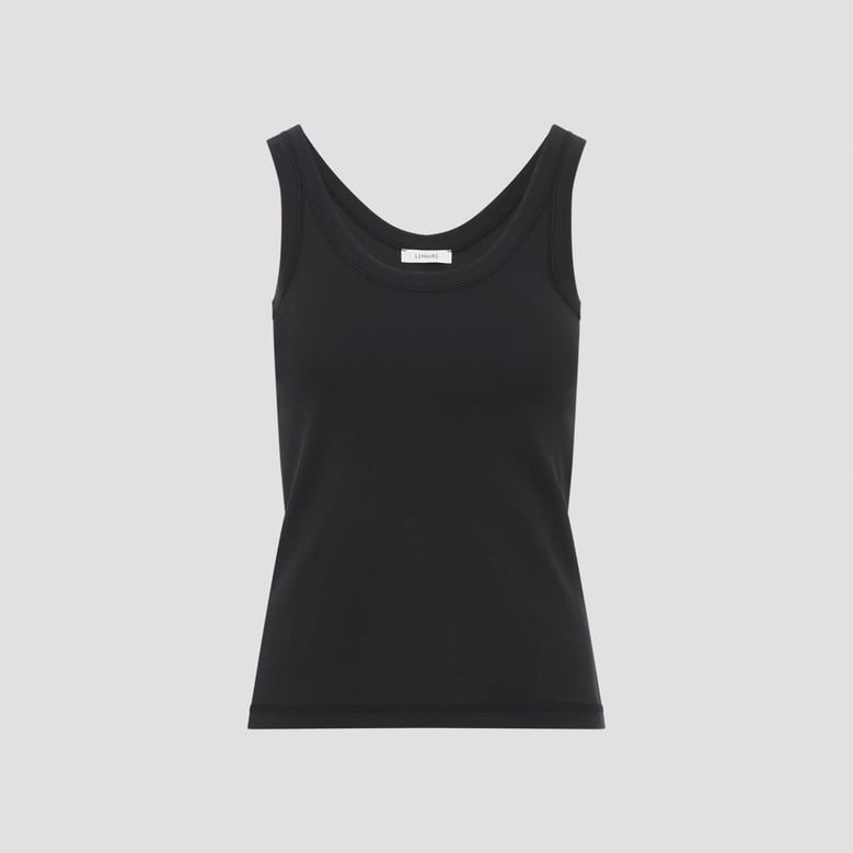 squid ink blue cotton ribbed tank top by Selfnex