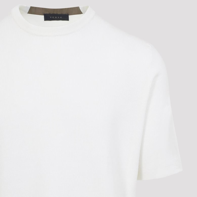 white easy care waffle virgin wool t-shirt by Selfnex