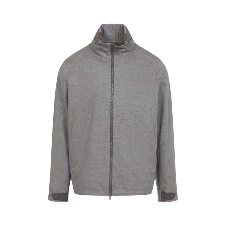 grey laminated linen jacket by Selfnex
