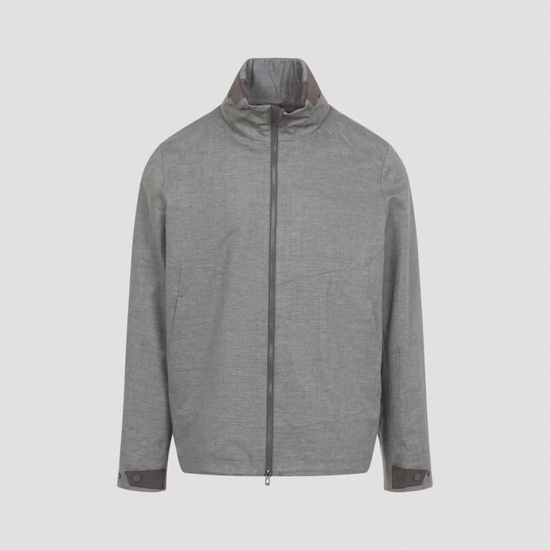 grey laminated linen jacket by Selfnex