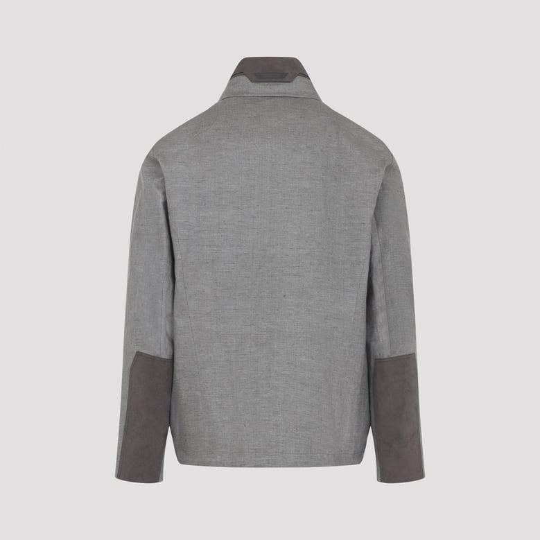 grey laminated linen jacket by Selfnex