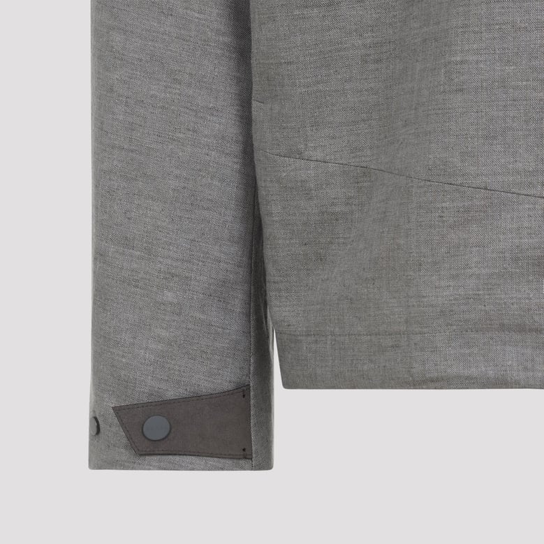 grey laminated linen jacket by Selfnex