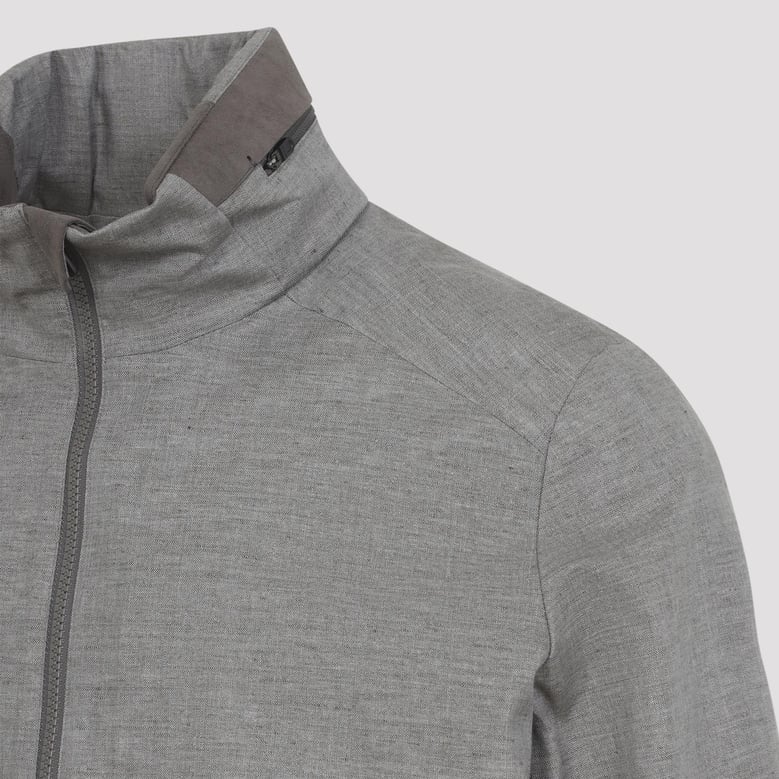 grey laminated linen jacket by Selfnex