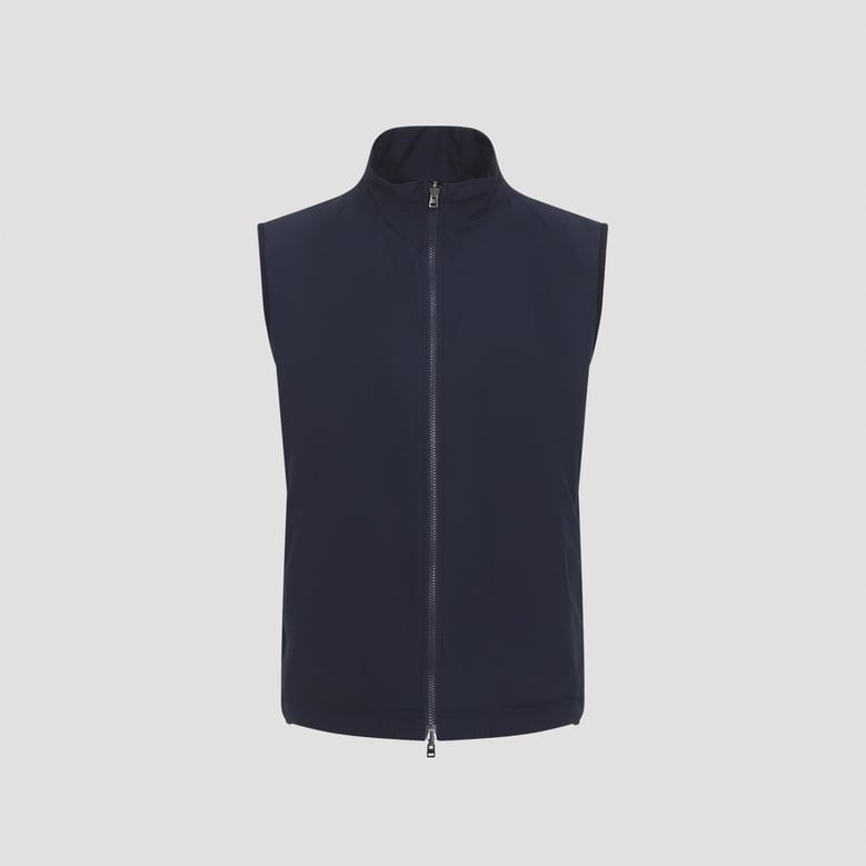 navy blue reversible virgin wool vest by Selfnex