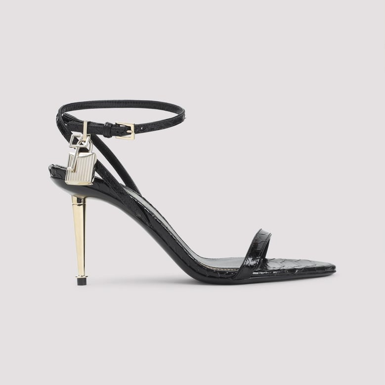 semi shiny printed python sandal by Selfnex