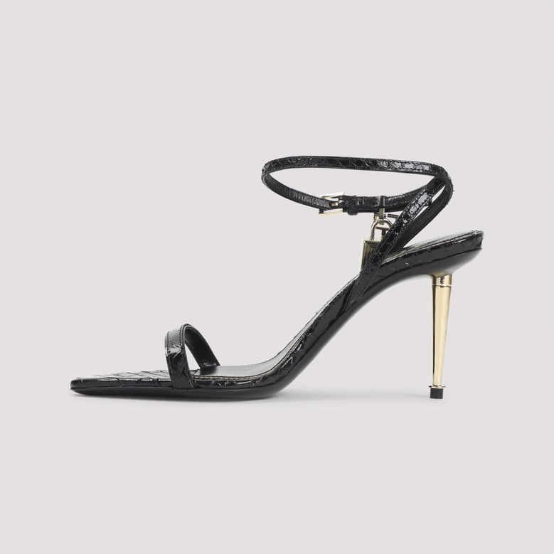 semi shiny printed python sandal by Selfnex