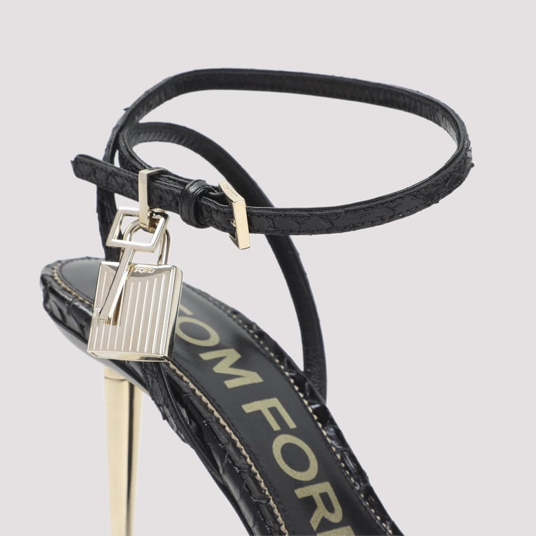 semi shiny printed python sandal by Selfnex
