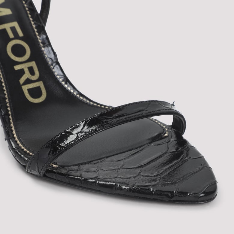 semi shiny printed python sandal by Selfnex