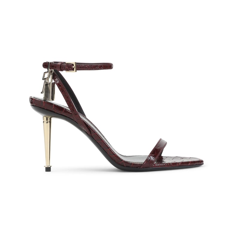 semi shiny printed python sandal by Selfnex