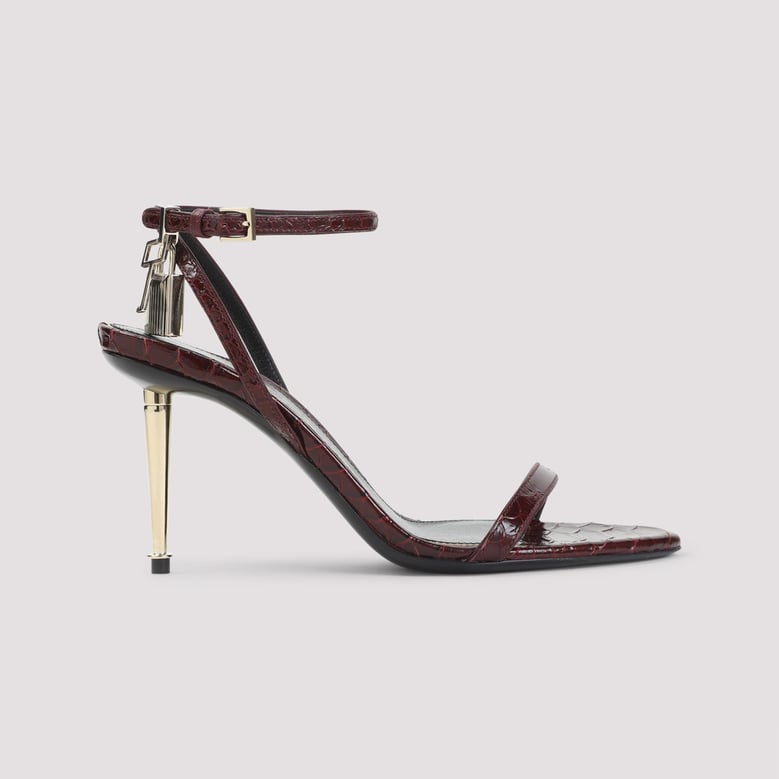 semi shiny printed python sandal by Selfnex