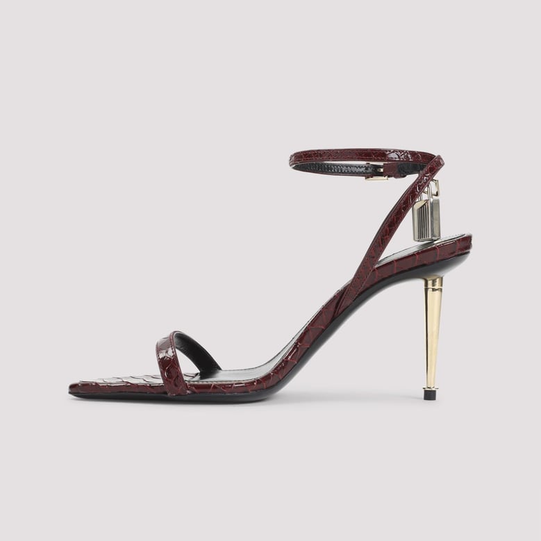 semi shiny printed python sandal by Selfnex