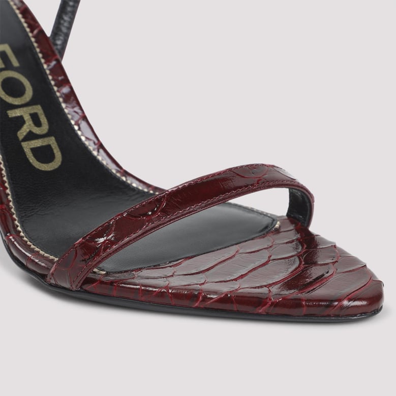 semi shiny printed python sandal by Selfnex