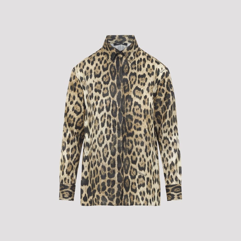 natural brown jaguard print shirt by Selfnex