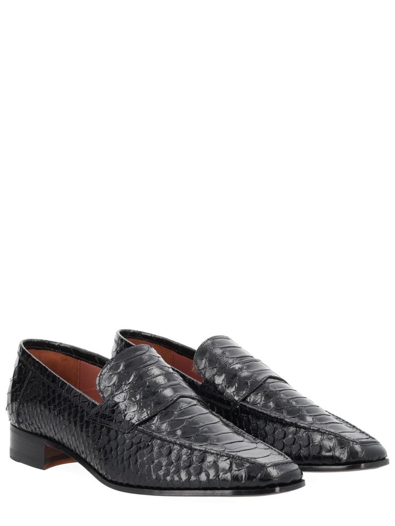 black leather loafers by Selfnex