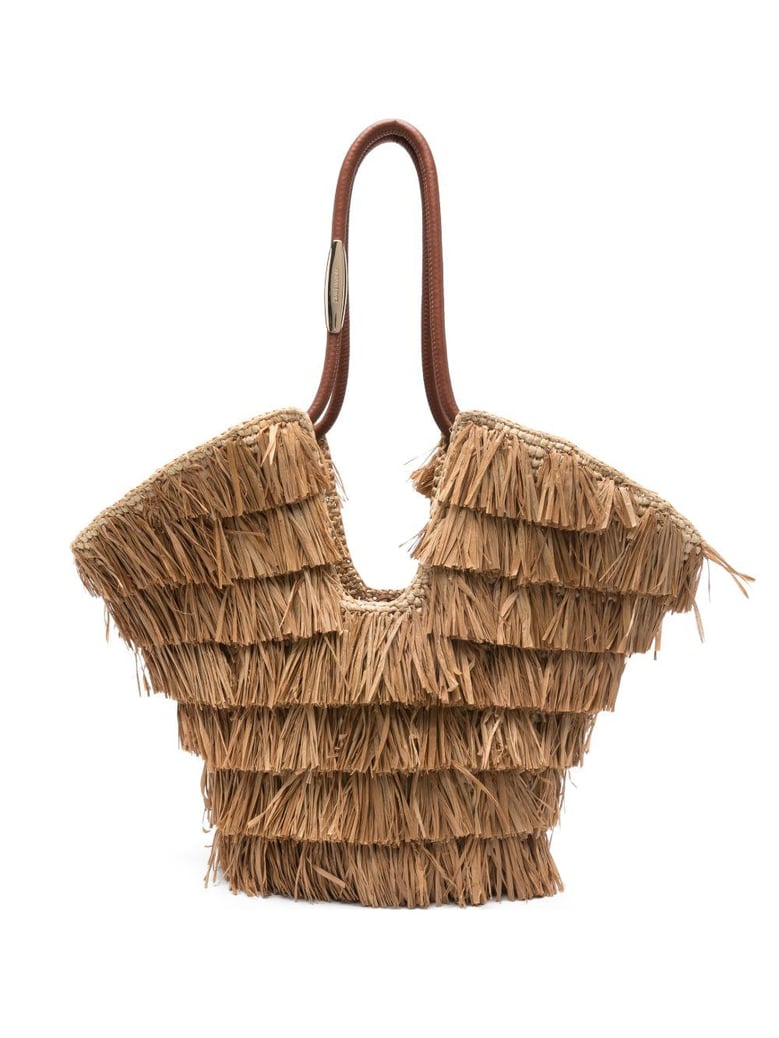 beige raffia handbag by Selfnex