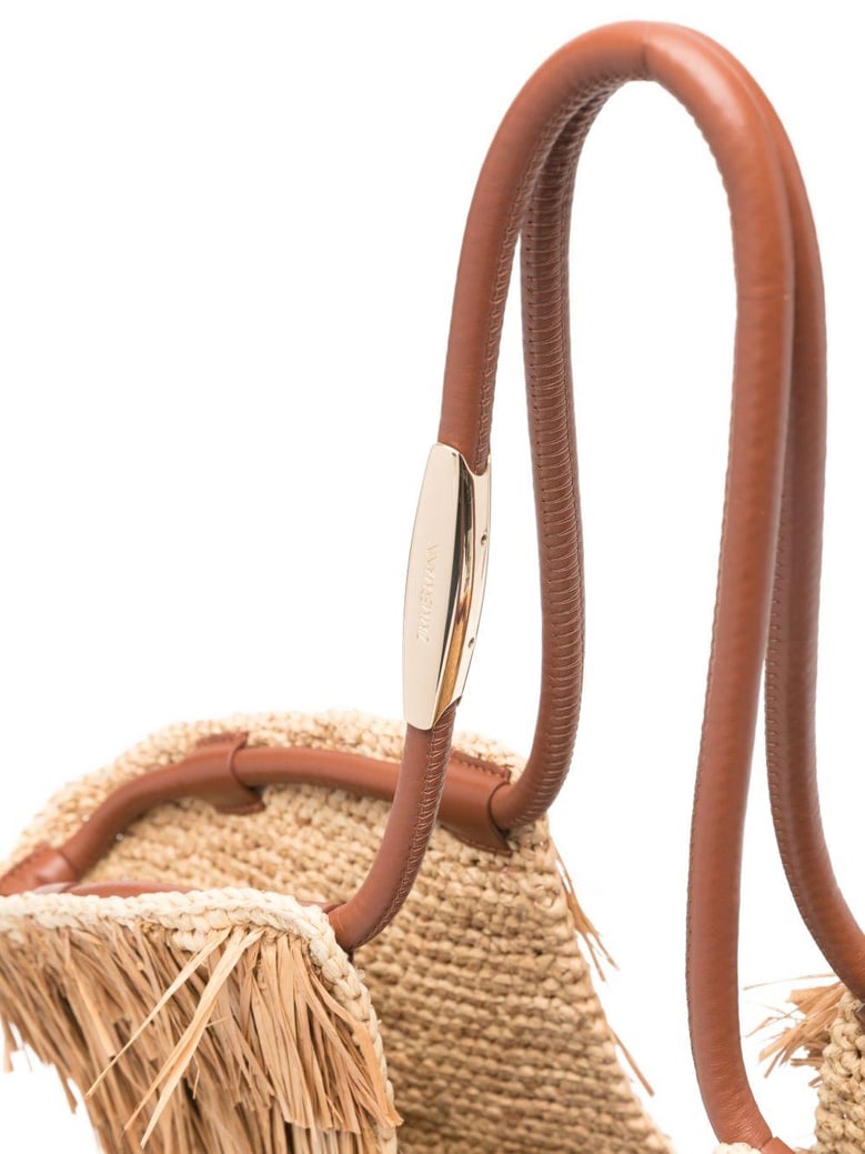 beige raffia handbag by Selfnex