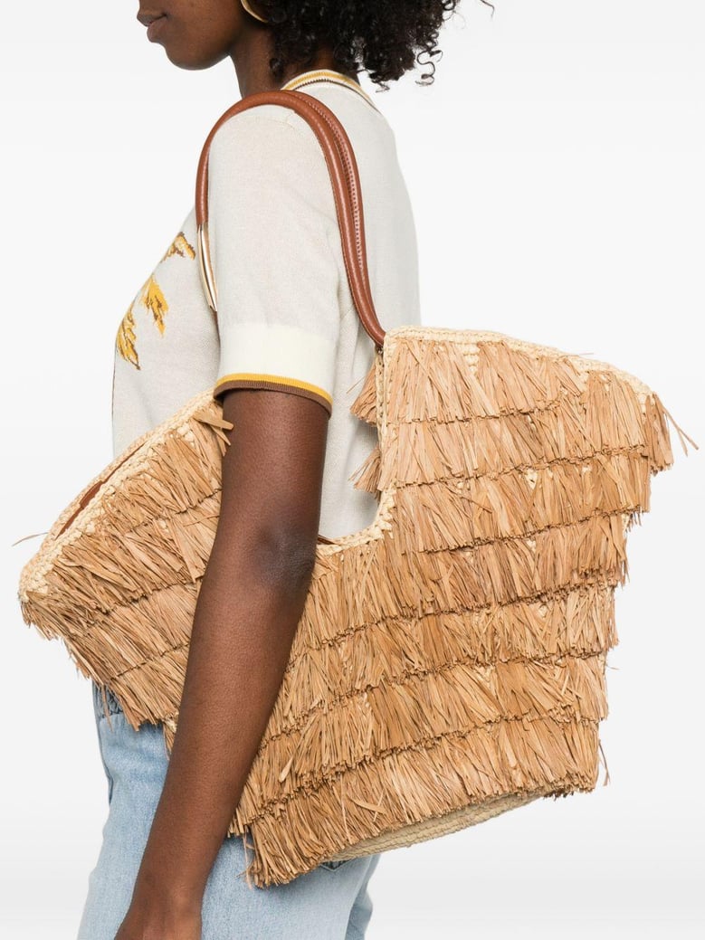 beige raffia handbag by Selfnex