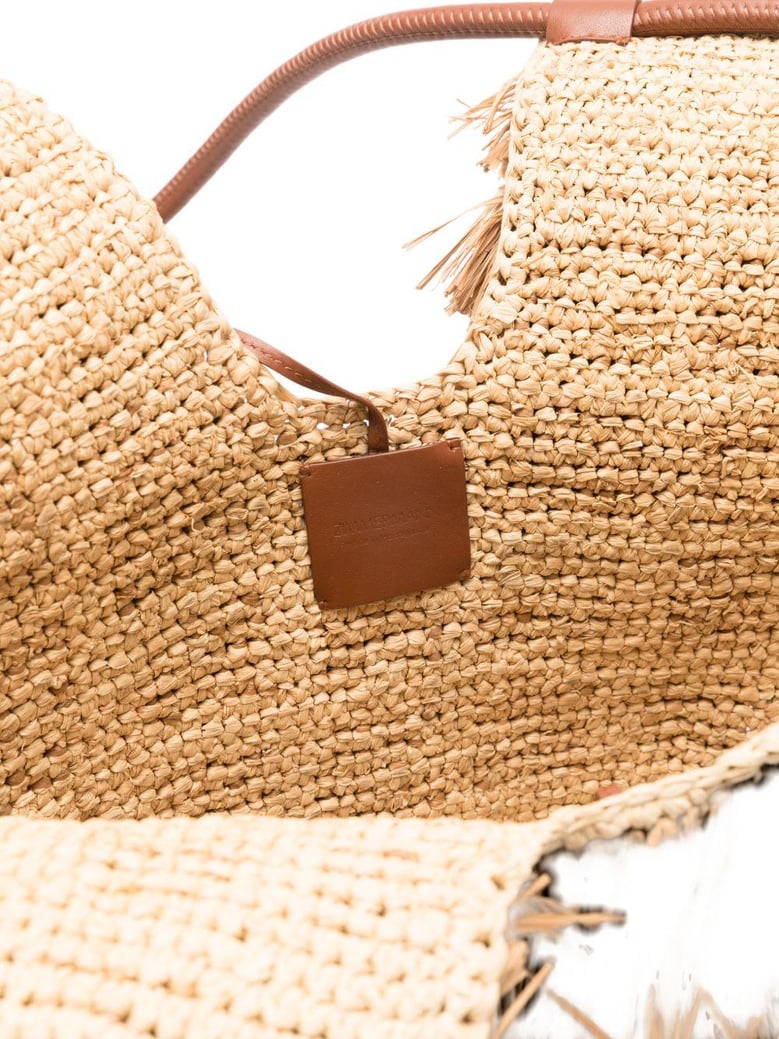 beige raffia handbag by Selfnex