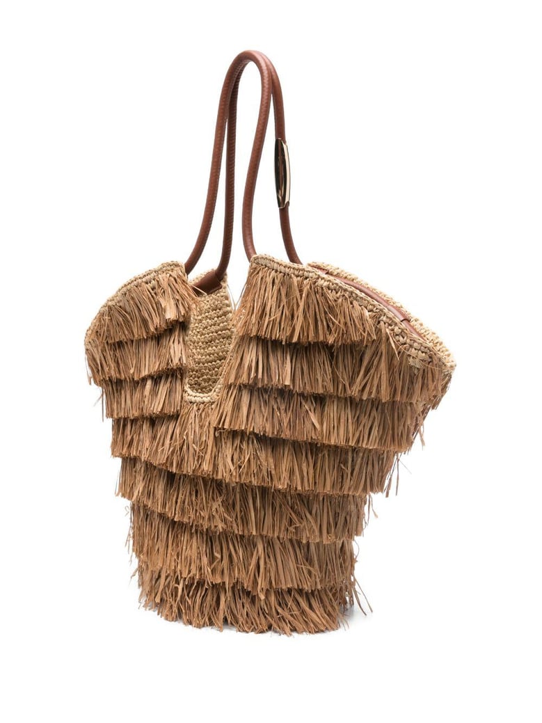 beige raffia handbag by Selfnex