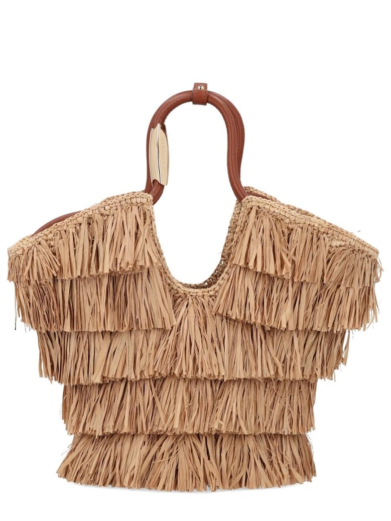 beige raffia handbag by Selfnex