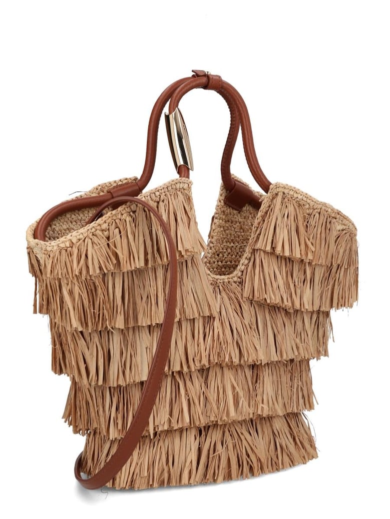 beige raffia handbag by Selfnex