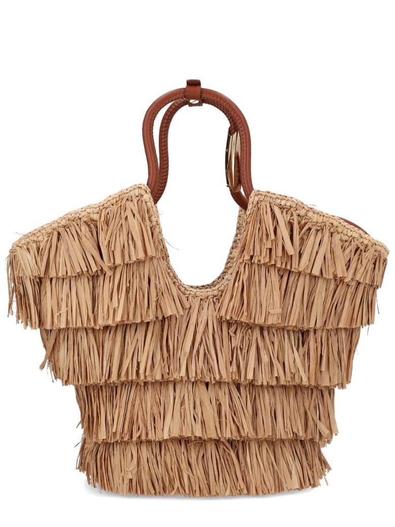 beige raffia handbag by Selfnex