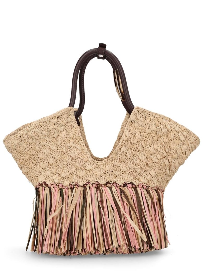 beige raffia handbag by Selfnex