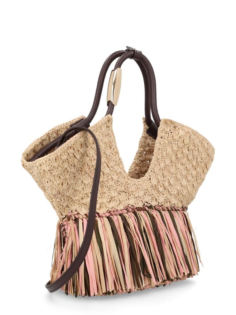 beige raffia handbag by Selfnex