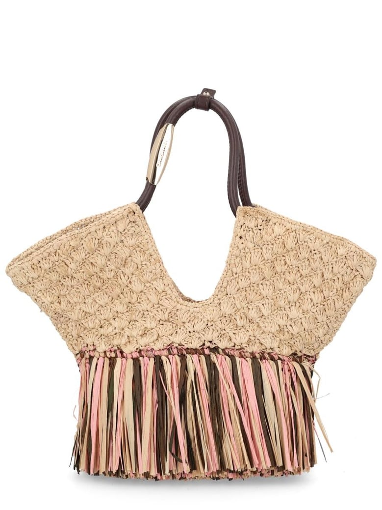 beige raffia handbag by Selfnex