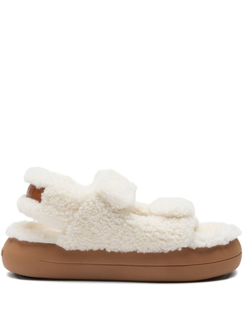 shearling double strap sandals by Selfnex